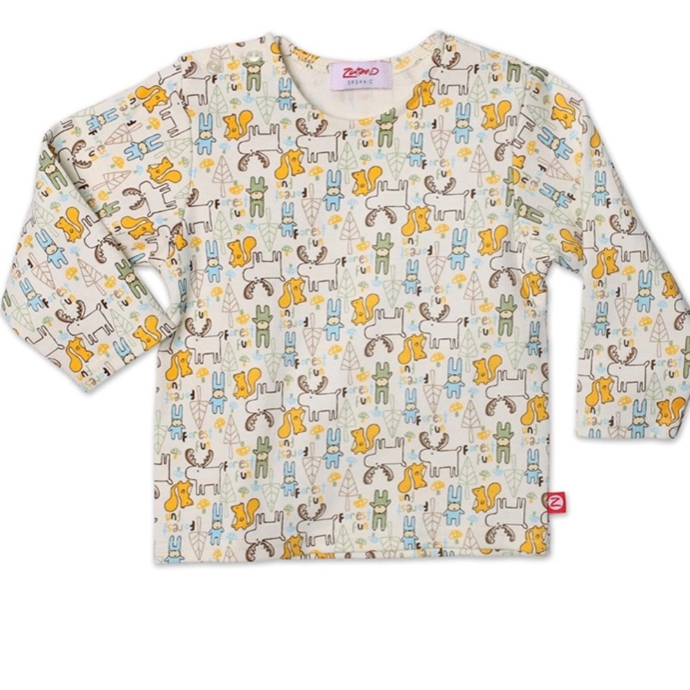 Zutano Forest Animal Organic Cotton Long sleeve Tee,